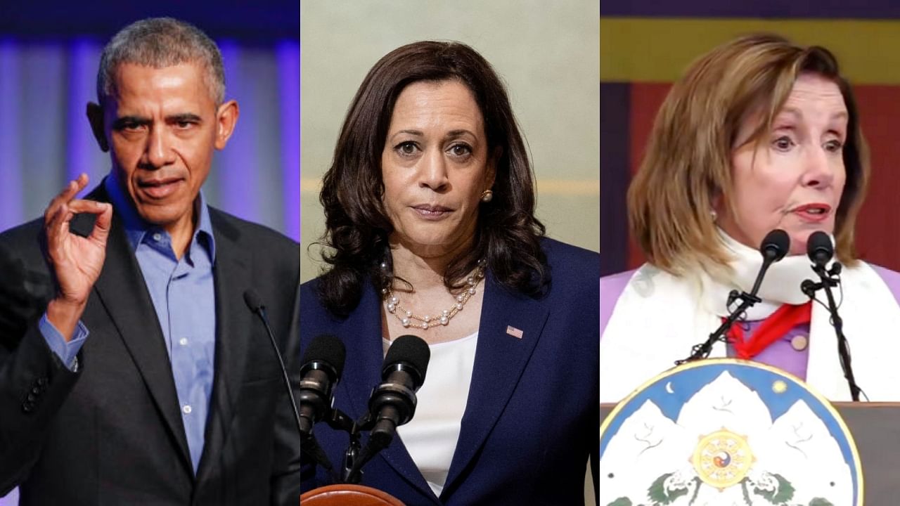 <div class="paragraphs"><p>Former US president Barack Obama, Vice President Kamala Harris and&nbsp;former House of Representatives Speaker Nancy Pelosi (L-R).</p></div>